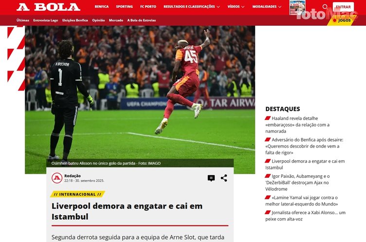 Liverpool, İstanbul'da Galatasaray'a Yenilerek Şampiyonlar Ligi'nde İkinci Mağlubiyetini Aldı